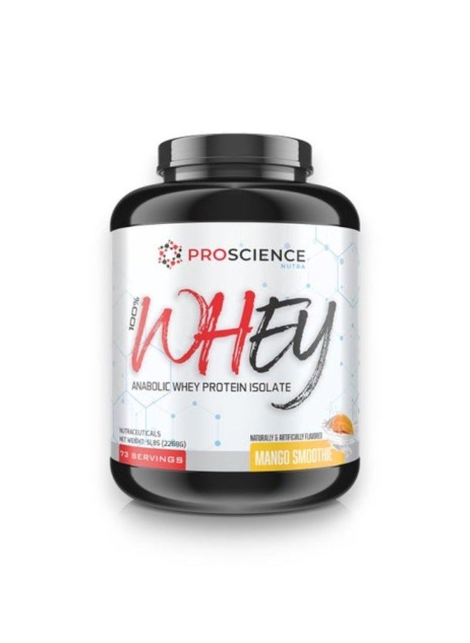 Proscience Nutra 100% Whey Protein, Anabolic Whey Protein Isolate, Mango Smoothie Flavour, 5 Lb 
