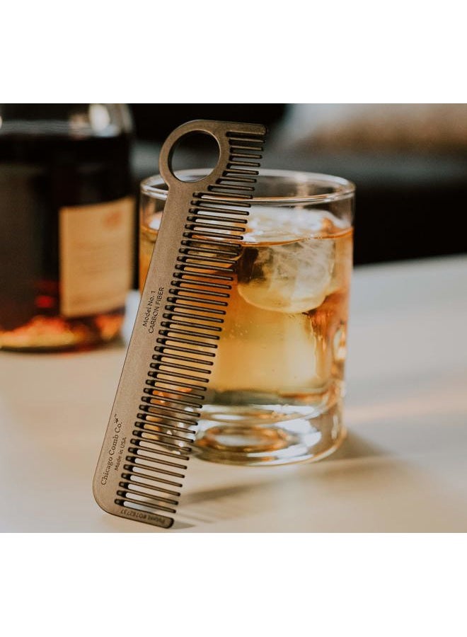 Chicago Comb Model 1 Carbon Fibre Comb + Olive Shell Cordovan Horween leather sheath, Made in USA, ultimate pocket & travel comb, ultra smooth strong & light, anti-static, premium American leather - Image 5
