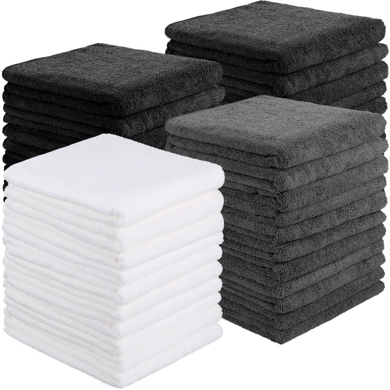 36 Packs of Bleach Proof Towels Microfiber Absorbent Salon Towels Bleach Resistant Salon Hand Towels for Gym Bath Spa Shaving Shampoo Home Hair Drying 16 x 28 Inches Black White Gray
