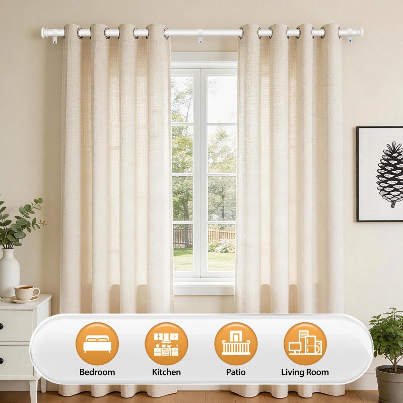 TONIAL Curtain Rod 32 to 58 Inch, Telescoping Splicing 3/4 Drapery Rods for Windows Decorative Single Rod with Small Cap End, Warm White - Image 5