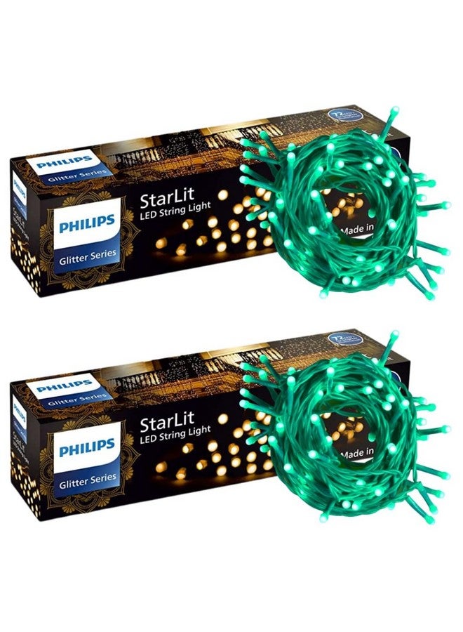 PHILIPS Starlit 12 Meter 72 LEDs String Light for Decoration | Festival LED String Light for Diwali, Christmas and Home Decoration| Green, Pack of 2 - Image 1