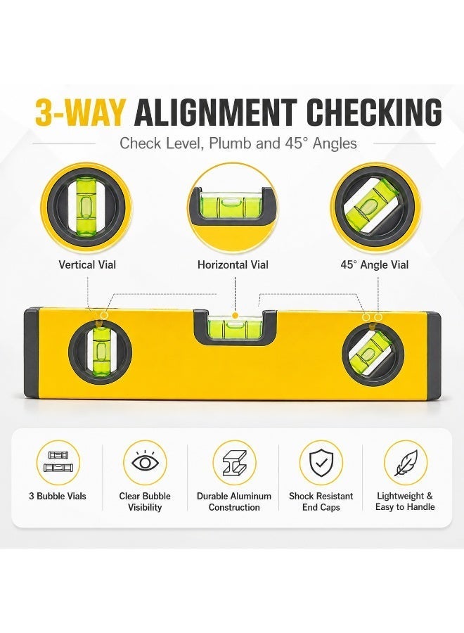 Uken 300mm Magnetic Spirit Level, 12 Inch Aluminum Box Level with 3 Bubble Vials, Horizontal Vertical & 45° Measuring Tool for Carpentry, Tiling, Shelving, Construction and DIY - Image 3