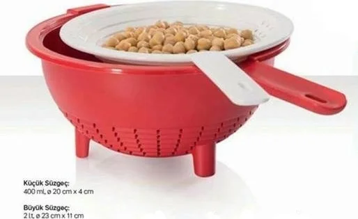 Tupperware Red Double Strainer