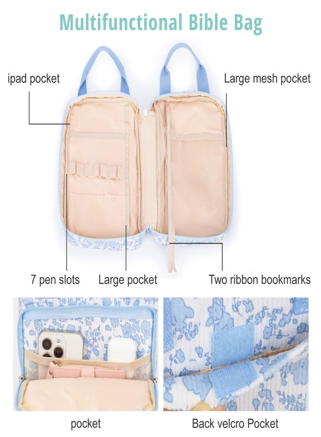 Bunnychill Bible Cover for Women, Bible Case with Handles,Carrying Bible Bag Scripture Case Church Bag Bible Protective with Font & Back Zippered Pocket - Image 4
