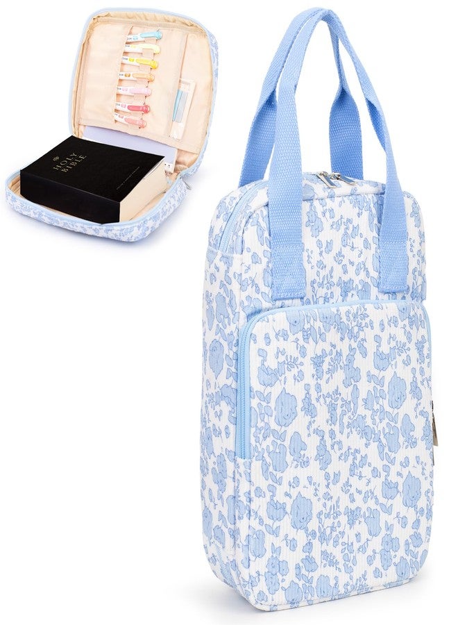 Bunnychill Bible Cover for Women, Bible Case with Handles,Carrying Bible Bag Scripture Case Church Bag Bible Protective with Font & Back Zippered Pocket - Image 1