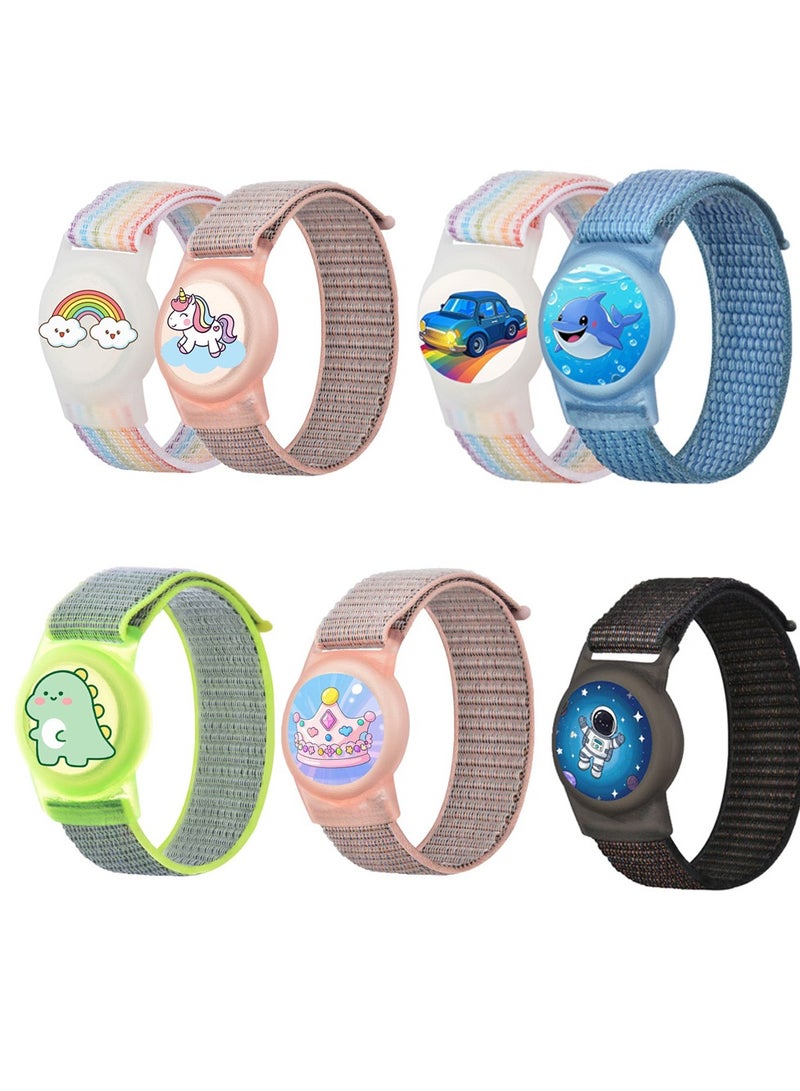 Innoshine Carton Airtag Bracelet for Kids, Apple Air Tag Protective Cover with Nylon Wristband, Waterproof full cover Airtag Trackers Case Cover Elastic Watch Band for Toddlers Girls Boys Elders  - Image 5