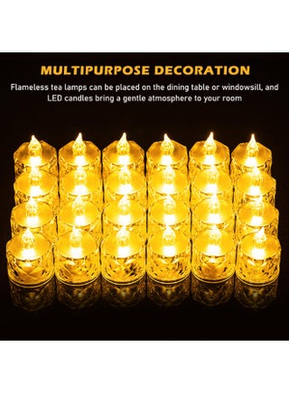 ٢٤ قطعة من شموع LED الصغيرة، شموع LED، شموع كريستالية بدون لهب، شموع LED لحفلات عيد الحب وعيد الميلاد وحفلات الزفاف. - view 3
