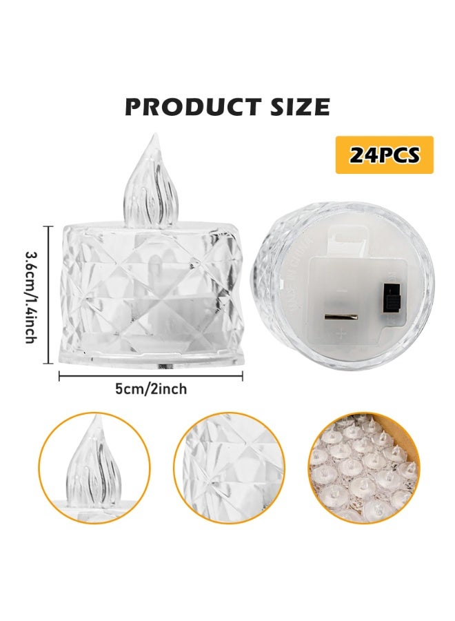 تشيلور ٢٤ قطعة من شموع LED الصغيرة، شموع LED، شموع كريستالية بدون لهب، شموع LED لحفلات عيد الحب وعيد الميلاد وحفلات الزفاف. - Image 2