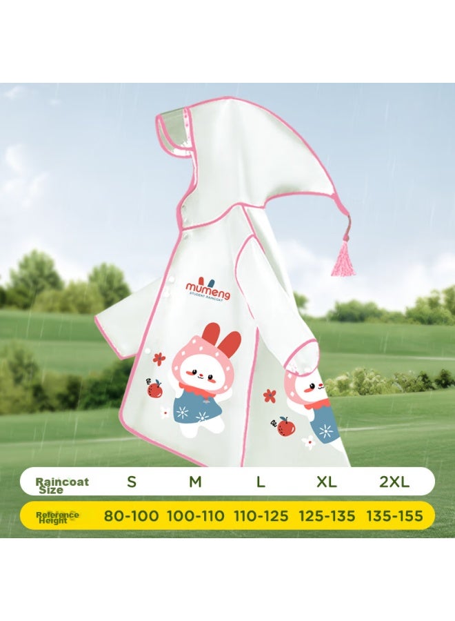 Moremerry Children's Raincoat For Boys And Girls, Waterproof Full-body Poncho, Kindergarten And Elementary School Student Rain Gear, Pink Strawberry Rabbit, Size M - Image 1