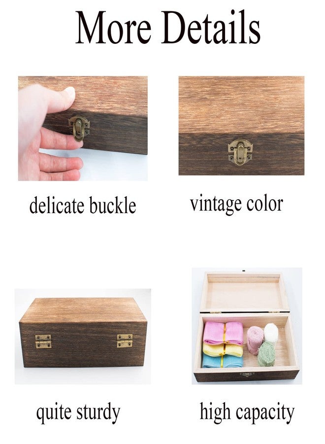 HingoFuni Wood Storage Box with Lid Solid Wood Container Box Decorative Table Large Rectangular Smooth Rustic Style Store Space to Organize Toys Cosmetics Vintage Color 7.87 * 3.93 * 2.36inch, Brown - Image 3