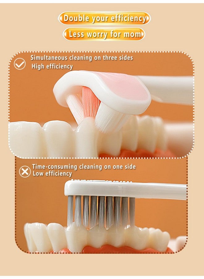 فرشاة أسنان للأطفال، فرشاة أسنان للأطفال، فرشاة أسنان ثلاثية الجوانب للأطفال، فرشاة أسنان التوحد للأطفال، ناعمة ولطيفة للعناية الكاملة بالأسنان واللثة، عبوة من 2 فرشاة أسنان - Image 2