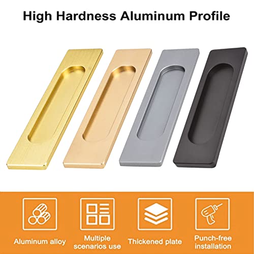MOROBOR Self-Stick Rectangular Sliding Door Pulls, 2pcs Aluminum Alloy Flush Pull Punch-Free Handle for Sliding Barn Door Windows Cabinets (Matte Black, 100mm) - Image 3