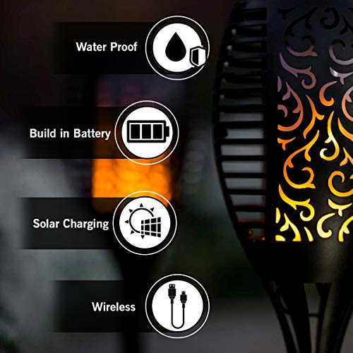 Epyz Solar Light Outdoor Waterproof Flickering Flame Mashaal Lamp 96 Led Auto On/Off for Yard Garden Party and Festival Decoration [ Pack of 2, Warm Yellow ], ABS Plastic - Image 5