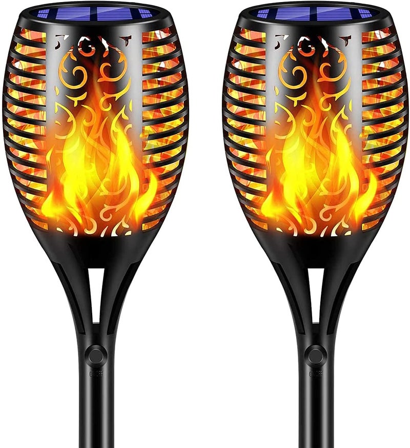 Epyz Solar Light Outdoor Waterproof Flickering Flame Mashaal Lamp 96 Led Auto On/Off for Yard Garden Party and Festival Decoration [ Pack of 2, Warm Yellow ], ABS Plastic - Image 1