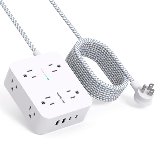 HANYCONY 10 Ft Surge Protector Power Strip, HANYCONY Extension Cord with 8 AC Outlets 4 USB (2 USB C) Ports, Flat Plug, Wall Mount Desk USB Charging Station for Home - Image 1