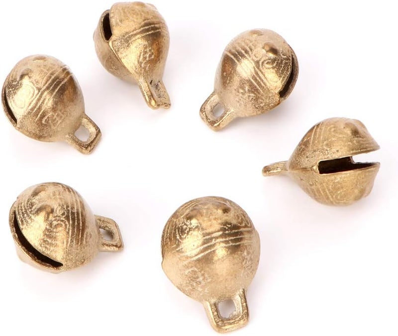 SAMLOO 6PCS 1.3inch Vintage Bronze Jingle Bells Antique Copper Bell Brass Bell for Dog Cat Pet Home Door Decor Holiday Christmas Decoration and DIY Craft Bells, Gold - Image 4