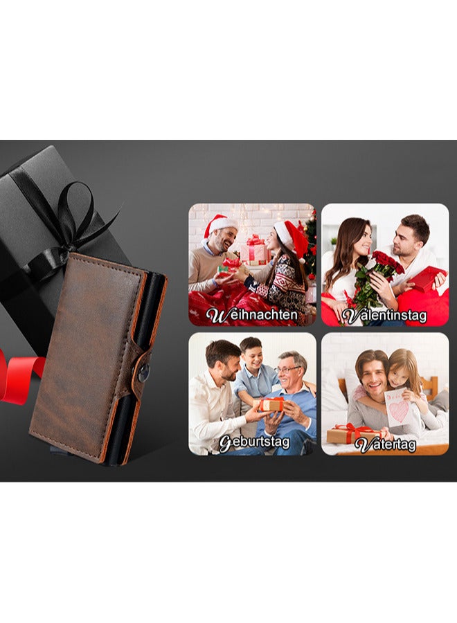Men's Premium RFID Blocking Leather Card Holder - Anti-Theft Credit Card Wallet with Magnetic Closure & Coin Pocket - Ideal Gift for Men