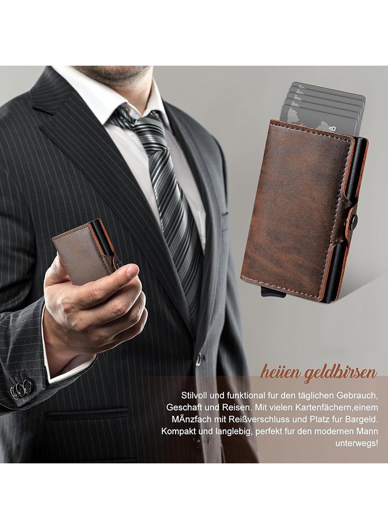 Men's Premium RFID Blocking Leather Card Holder - Anti-Theft Credit Card Wallet with Magnetic Closure & Coin Pocket - Ideal Gift for Men  - Image 5