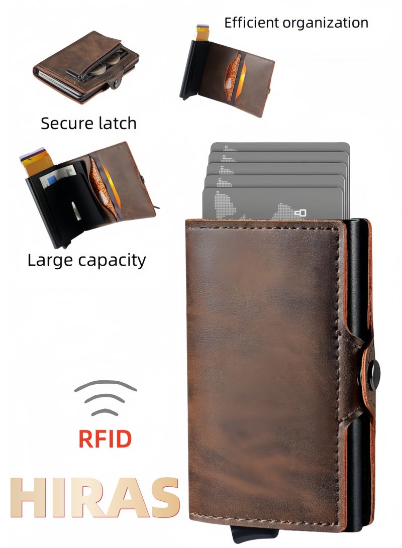 حِرَاس محفظة بطاقات رجالية بطبقة حماية من القراءة اللاسلكية - محفظة أمان ضد السرقة بإغلاق مغناطيسي وجيب للنقود -هدية رجالية مميزة - Image 1