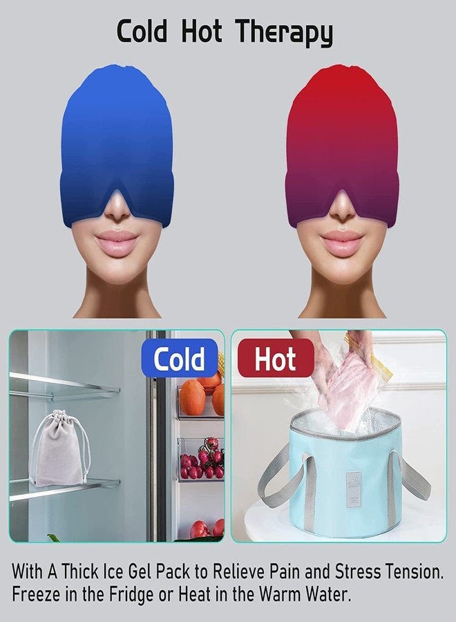 Waexlla Cooling Ice Hat with Hot Cold Therapy, Reusable Gel Pack, Quick Pain Relief Cap, No Condensation, Black, Adjustable Compression for Headache and Stress Relief - Image 2