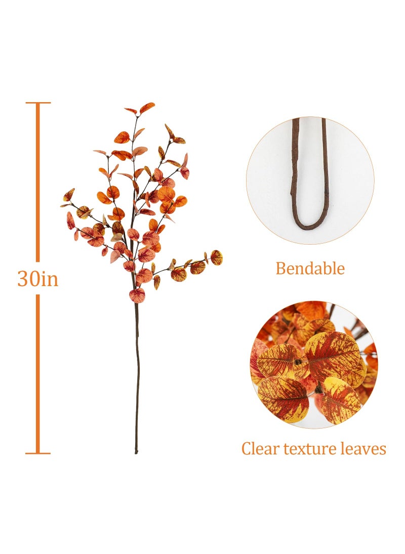 obbsie obbsie 12pcs Artificial Fall Eucalyptus Leaves Stems 30"" Faux Fall Leaf Spray Plants Fall Branches Autumn Decorations for Home Fall Floral Arrangements Farmhouse Table Centerpiece Thanksgiving Decor  - Image 4
