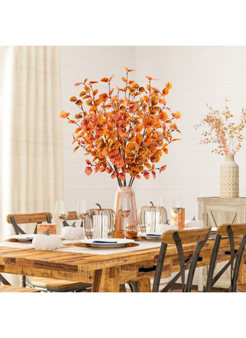 obbsie obbsie 12pcs Artificial Fall Eucalyptus Leaves Stems 30"" Faux Fall Leaf Spray Plants Fall Branches Autumn Decorations for Home Fall Floral Arrangements Farmhouse Table Centerpiece Thanksgiving Decor  - Image 5