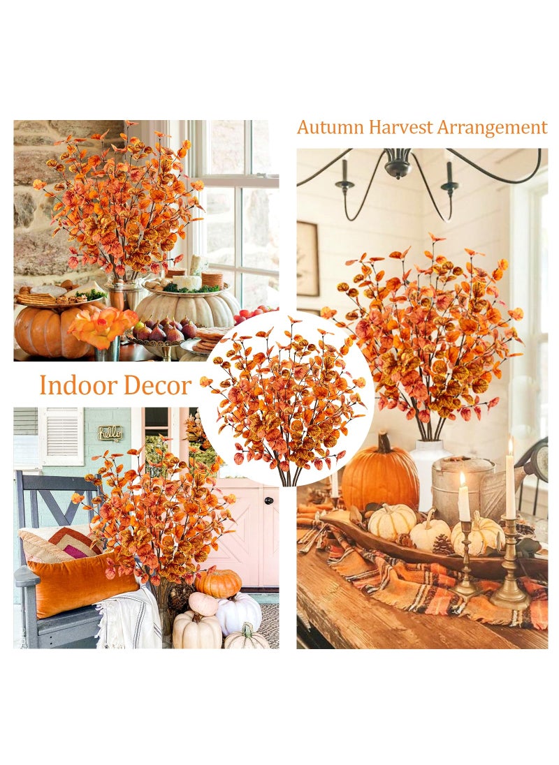 obbsie obbsie 12pcs Artificial Fall Eucalyptus Leaves Stems 30"" Faux Fall Leaf Spray Plants Fall Branches Autumn Decorations for Home Fall Floral Arrangements Farmhouse Table Centerpiece Thanksgiving Decor  - Image 3