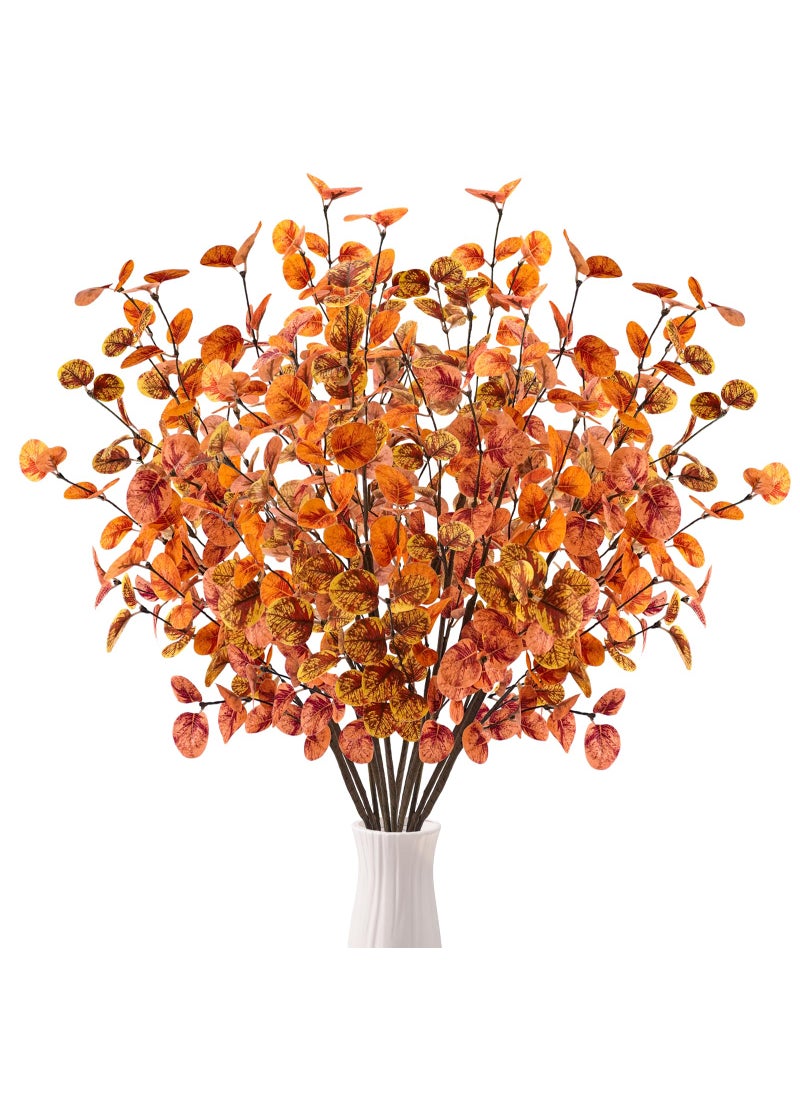 obbsie obbsie 12pcs Artificial Fall Eucalyptus Leaves Stems 30"" Faux Fall Leaf Spray Plants Fall Branches Autumn Decorations for Home Fall Floral Arrangements Farmhouse Table Centerpiece Thanksgiving Decor  - Image 1