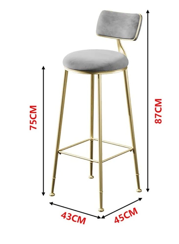 Generic Bar Stool Chair Footrest High Stool With Backs Upholstered Counter Height Stools Bar Chairs For Kitchen Pub Breakfast Stool With Metal Legs - White  - Image 2
