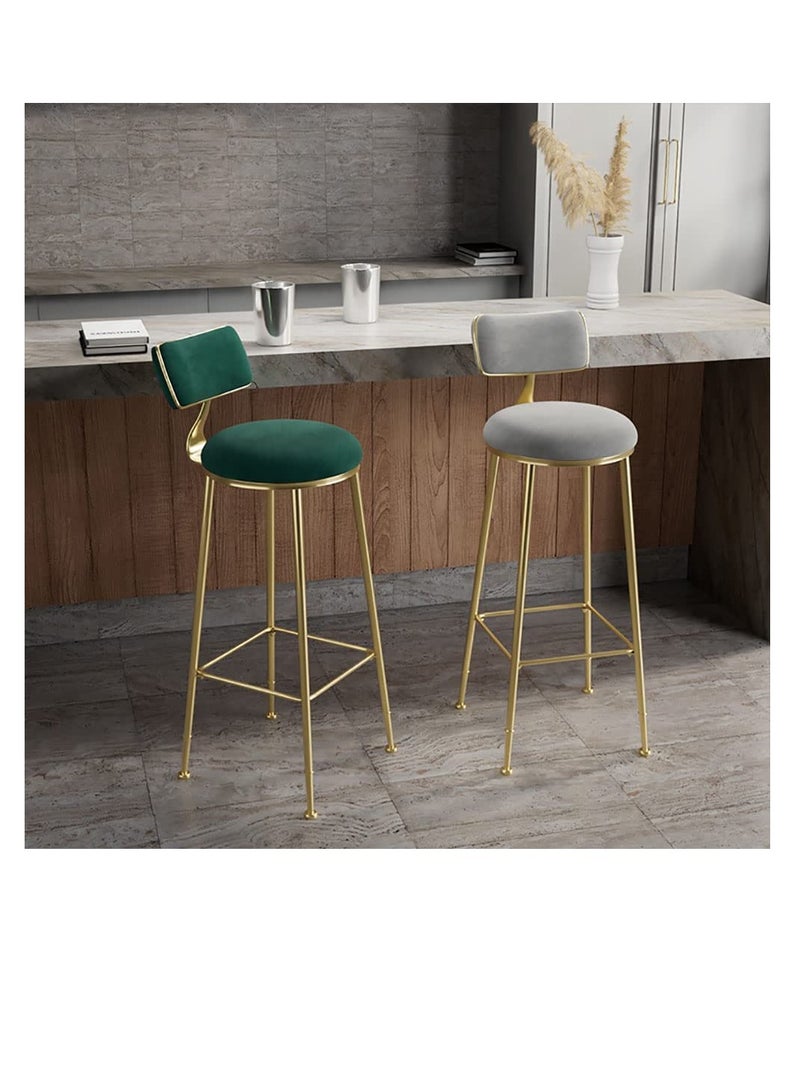 Generic Bar Stool Chair Footrest High Stool With Backs Upholstered Counter Height Stools Bar Chairs For Kitchen Pub Breakfast Stool With Metal Legs - White  - Image 4
