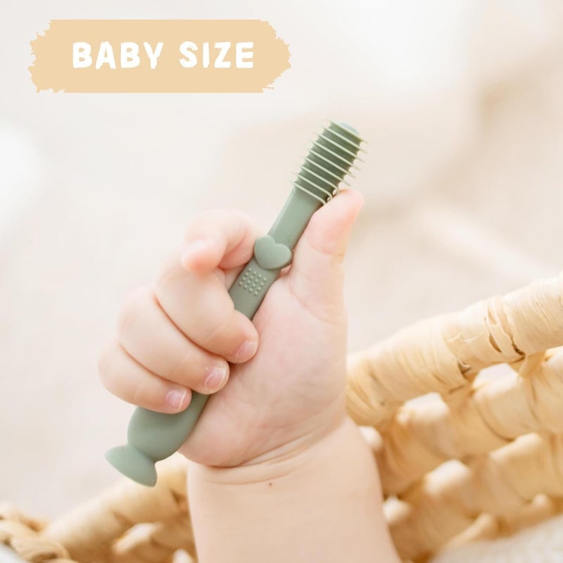 VATTU Baby Finger Toothbrush Tongue Oral Cleaner Kit Silicone Baby Toothbrush with Suction, 2 Piece (Blush) - Image 3