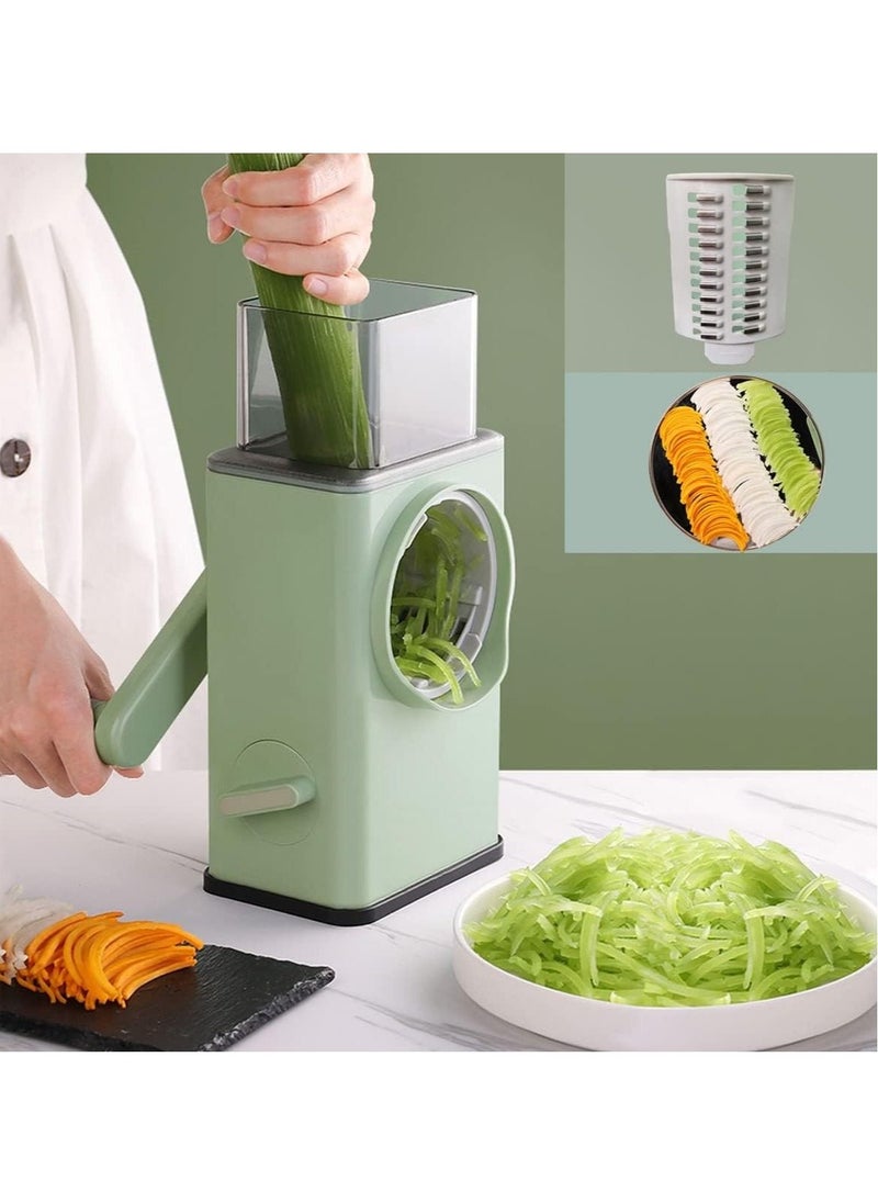 Generic - Manual Rotary Cheese Grater Shredder with Wider Hopper 3 Interchangeable Blades Round Mandolin Drum Slicer Julienne Grinder for Cheese, Vegetables, Potatoes and Nuts - Image 1