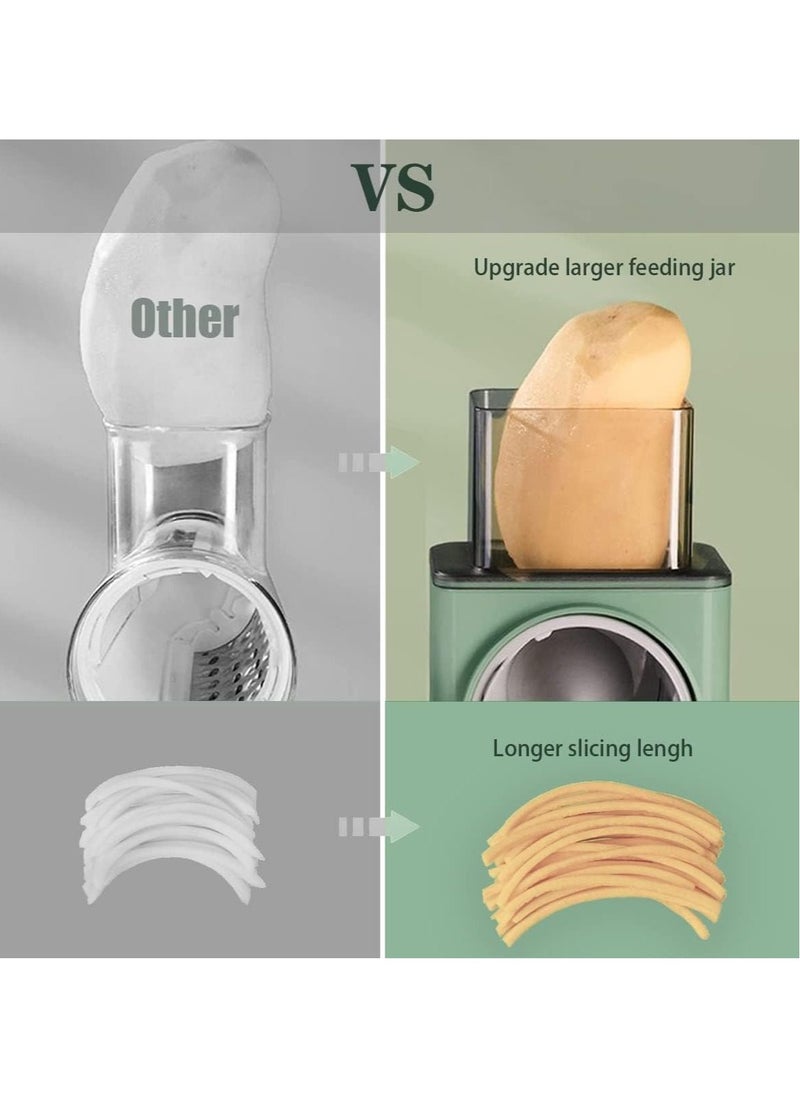 Generic - Manual Rotary Cheese Grater Shredder with Wider Hopper 3 Interchangeable Blades Round Mandolin Drum Slicer Julienne Grinder for Cheese, Vegetables, Potatoes and Nuts - Image 1