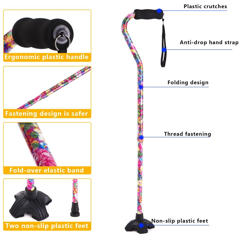 LIXIANG Elegant Walking Cane for Women, Foldable & Adjustable Cane for Seniors with Self-Standing Tip | Lightweight Mobility Aid for Stability & Balance Support - Image 4