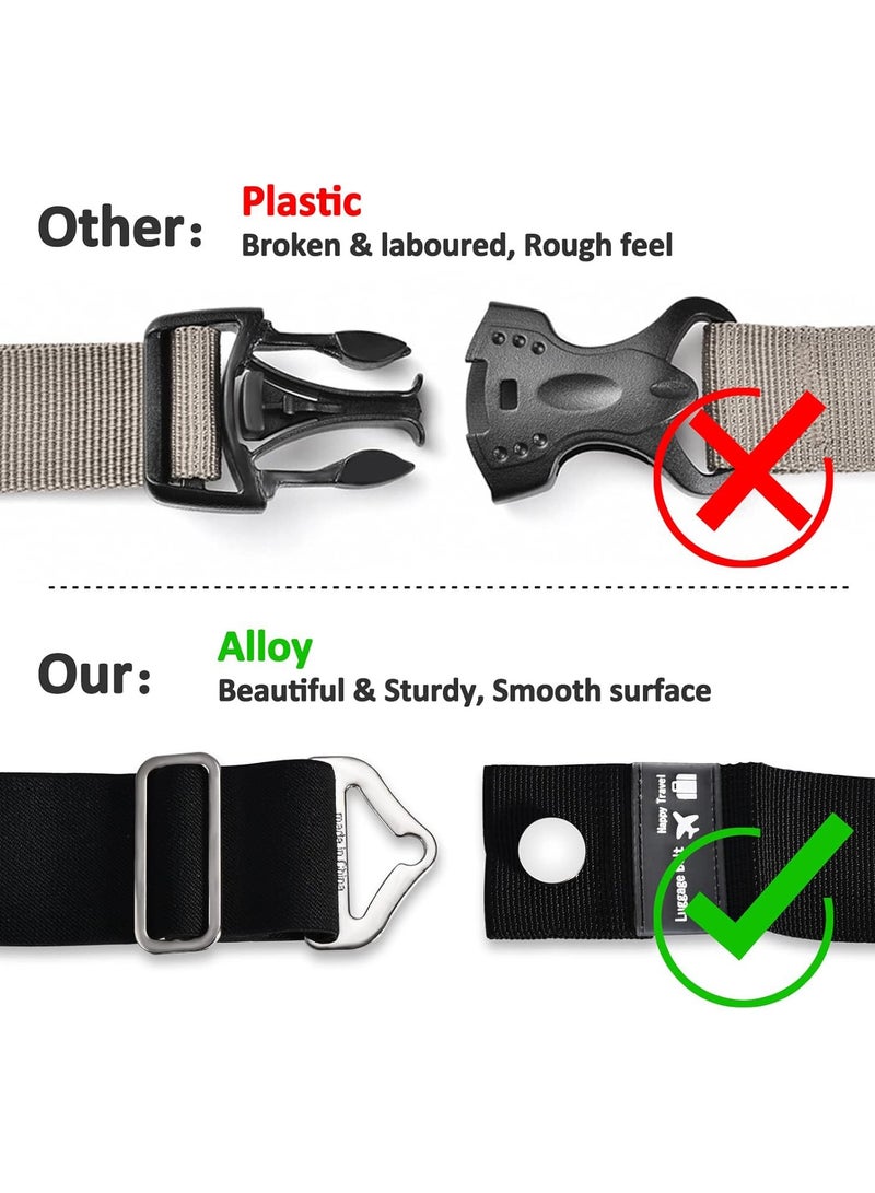2-in-1 Adjustable Travel Belt Luggage Strap Over Handle, 110-230cm, Elastic Add-a-Bag Bungee with Alloy Buckle, Hands-Free Carry-On Holder for Suitcases and Airport Travel, Large - Image 4