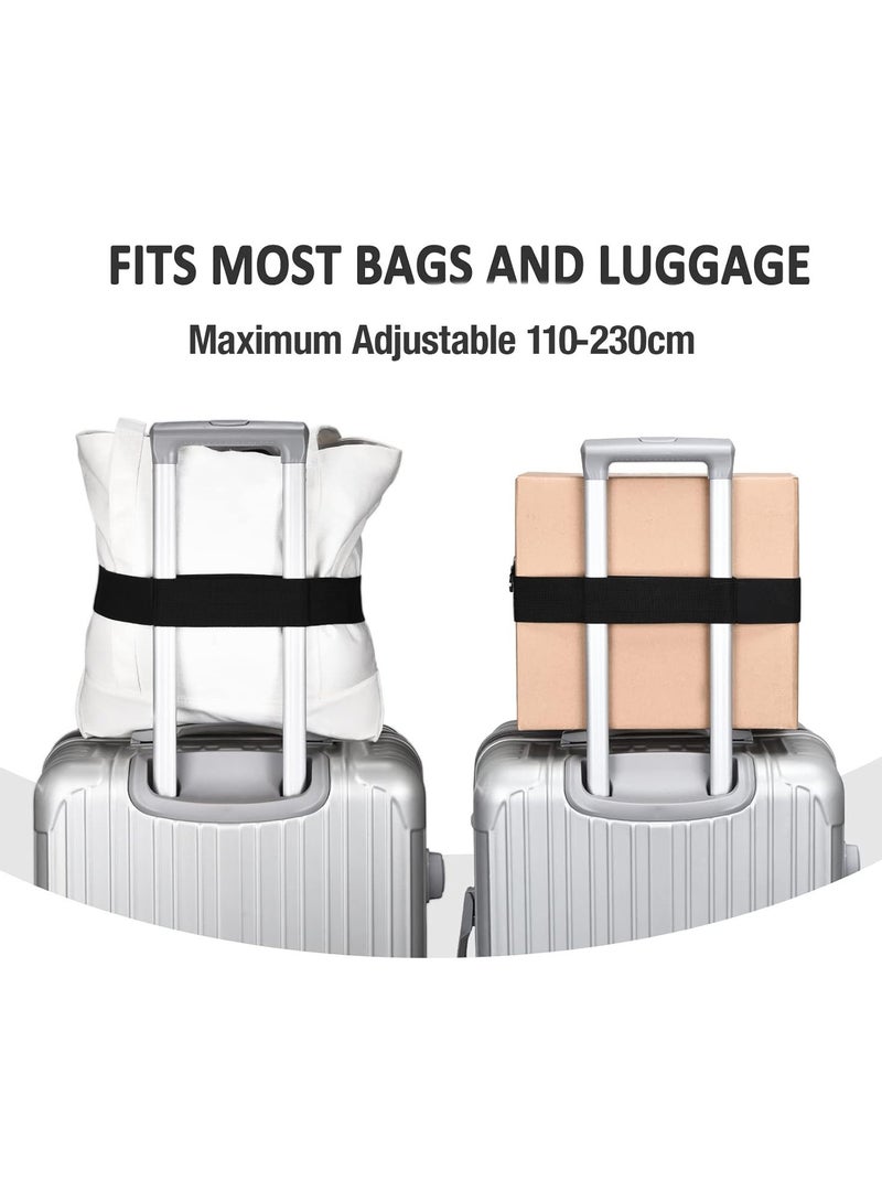 2-in-1 Adjustable Travel Belt Luggage Strap Over Handle, 110-230cm, Elastic Add-a-Bag Bungee with Alloy Buckle, Hands-Free Carry-On Holder for Suitcases and Airport Travel, Large - Image 3