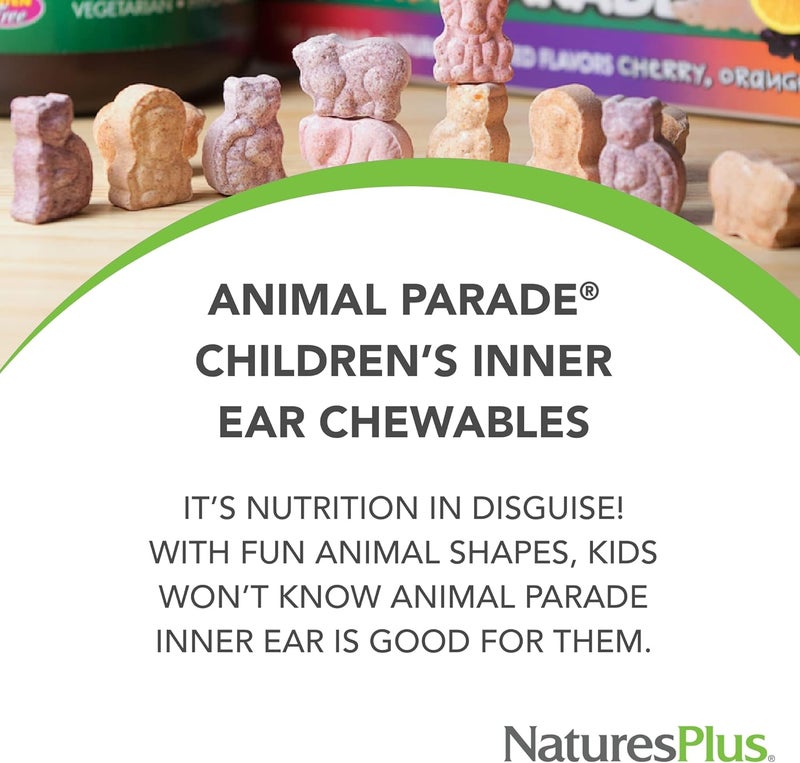 Nature's Plus Animal Parade Inner Ear Support Cherry Chewable Tablets - 90 Animal-Shaped Tablets - Image 3