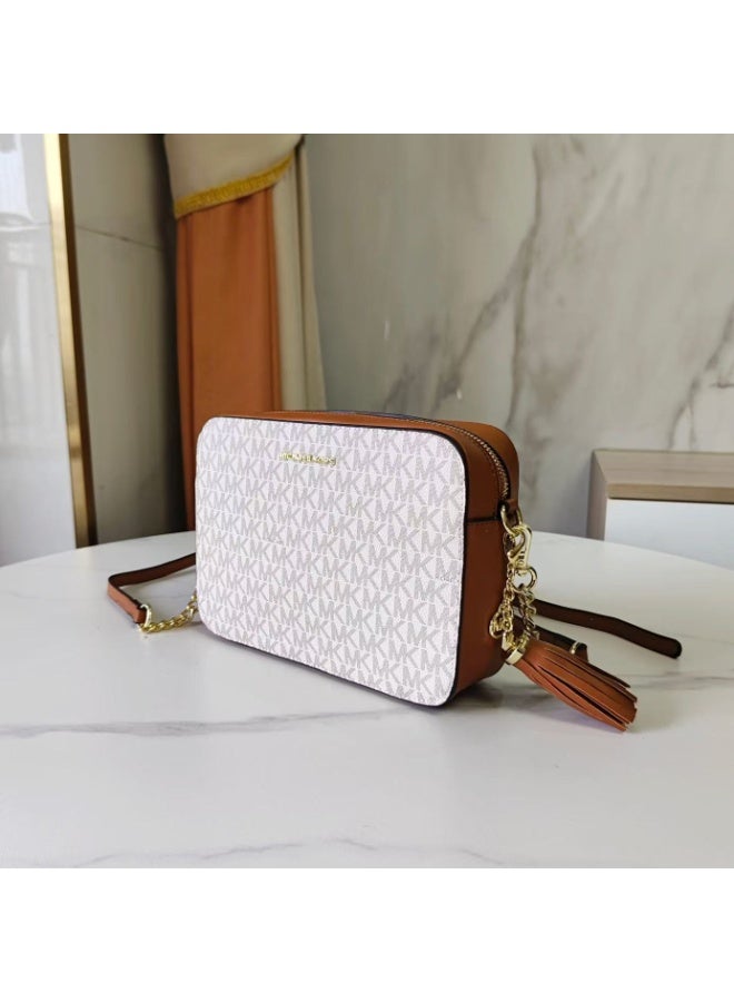 Michael Best-Selling Women's Bag: MICHAEL KORS MK Chain Strap Small Square Bag, Shoulder/Crossbody Fringe Camera Bag - Image 2