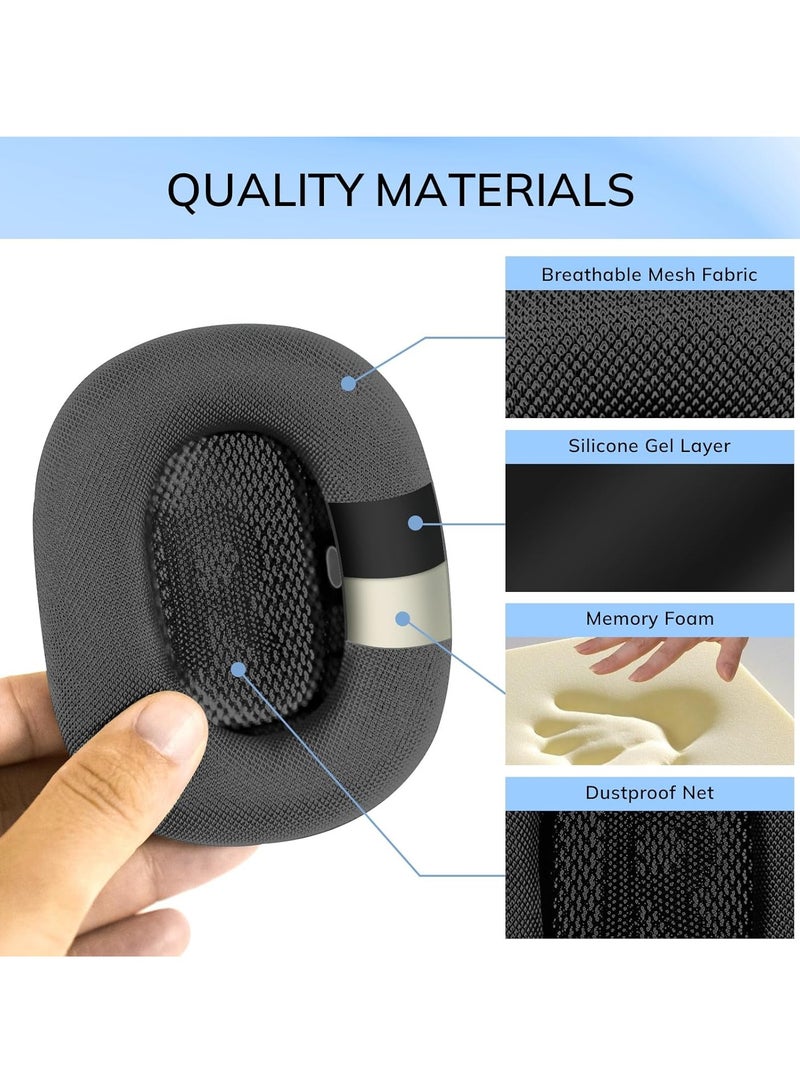 Ear Cushions Replacement for AirPods Max Headphone,Upgraded Mesh Earpads for AirPods Max with Silicone Layer,Magnet,Memory Foam and Noise Isolation,Black - Image 4