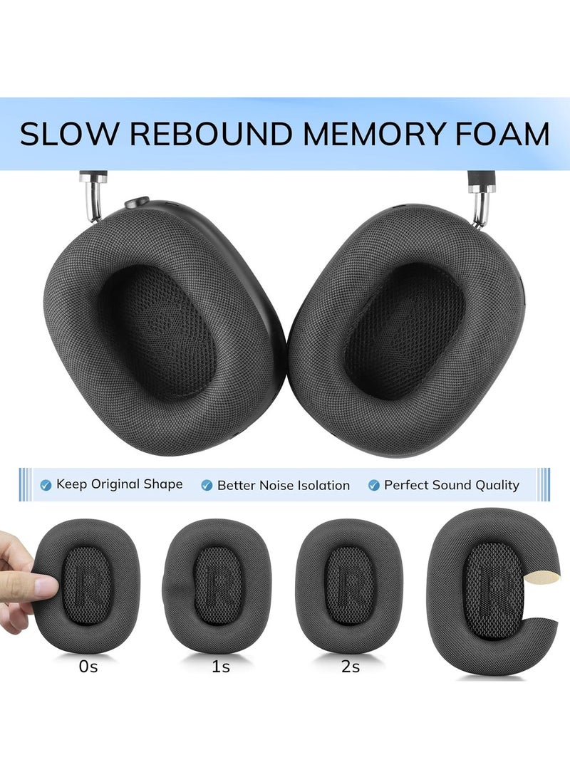 Ear Cushions Replacement for AirPods Max Headphone,Upgraded Mesh Earpads for AirPods Max with Silicone Layer,Magnet,Memory Foam and Noise Isolation,Black - Image 5