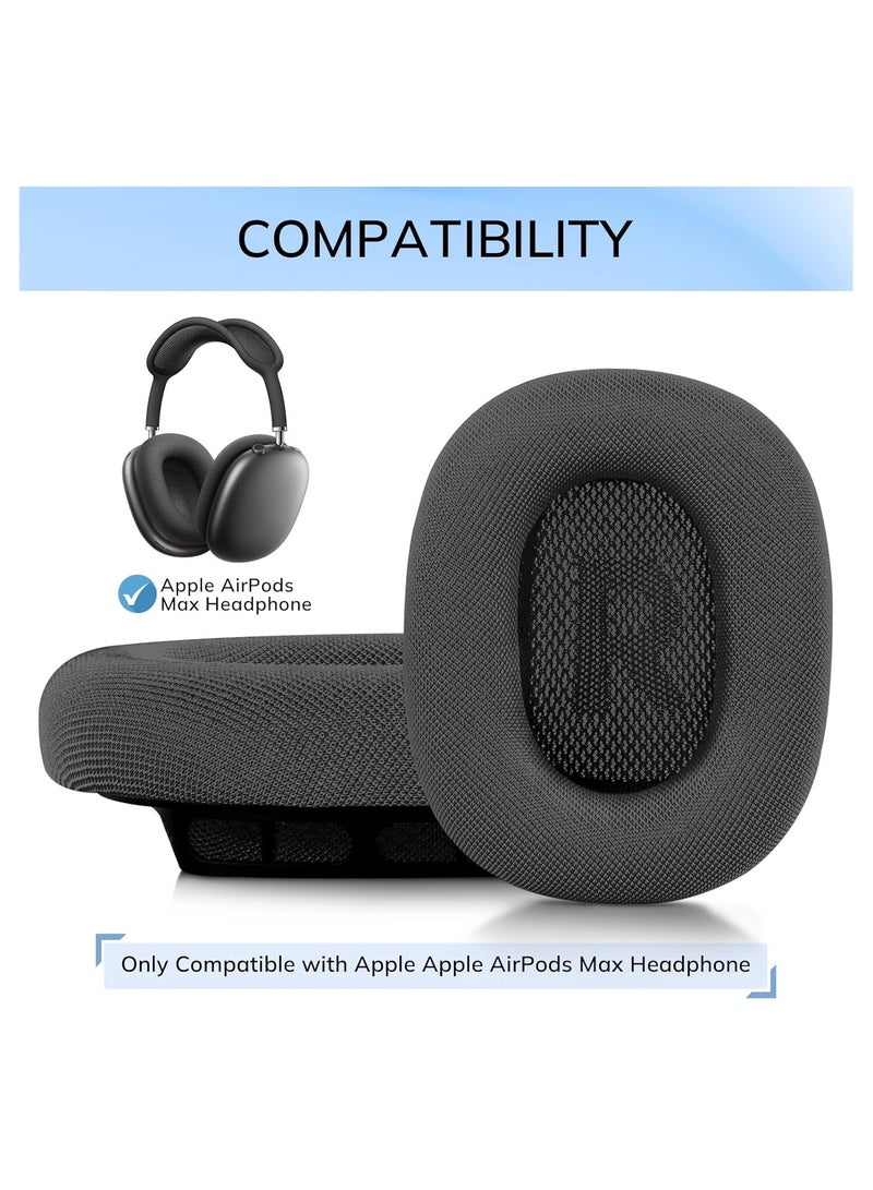 Ear Cushions Replacement for AirPods Max Headphone,Upgraded Mesh Earpads for AirPods Max with Silicone Layer,Magnet,Memory Foam and Noise Isolation,Black - Image 2