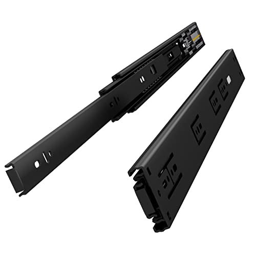 VADANIA 22" Soft Close Drawer Slide, #VK1245, 3-Fold Full Extension, Self Silent Closing, Heavy Duty 100lb Load Capacity, Ball Bearing, Side Mount, Black, 1-Pair - Image 1
