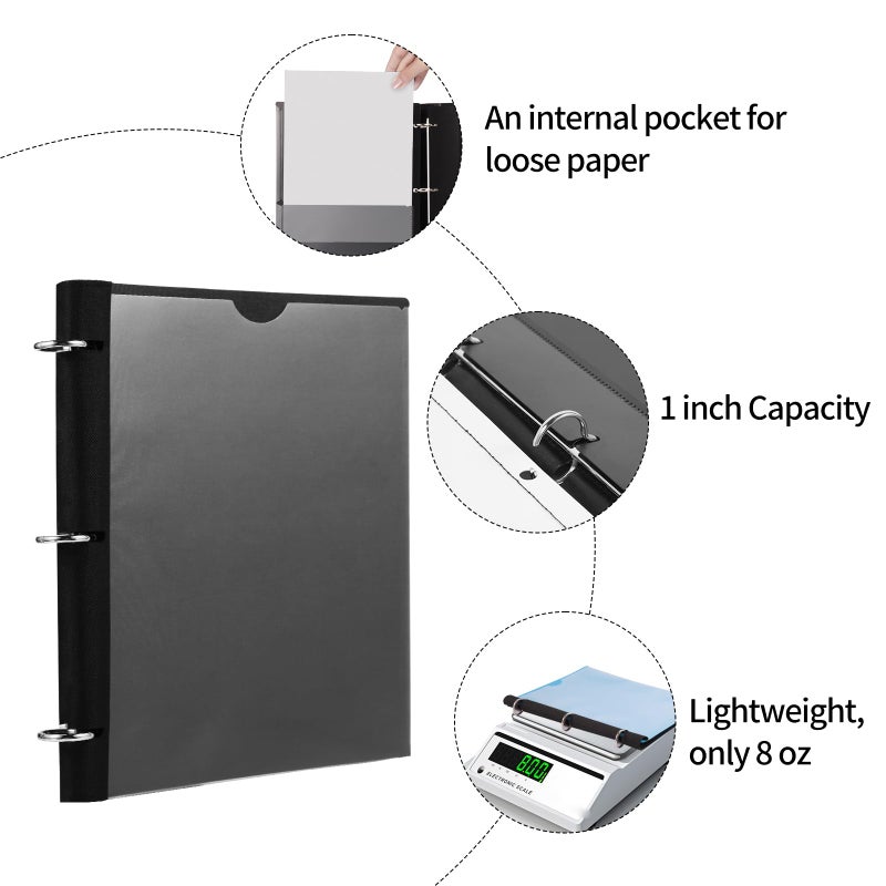 Tashkummy 360 Degree Pivotable Binder, Upgraded 3 Ring Binder 1 inch 4 Pack, Flexible Binders 3 Ring, Foldable Three Ring Binders- Black, White, Blue, Red - Image 5