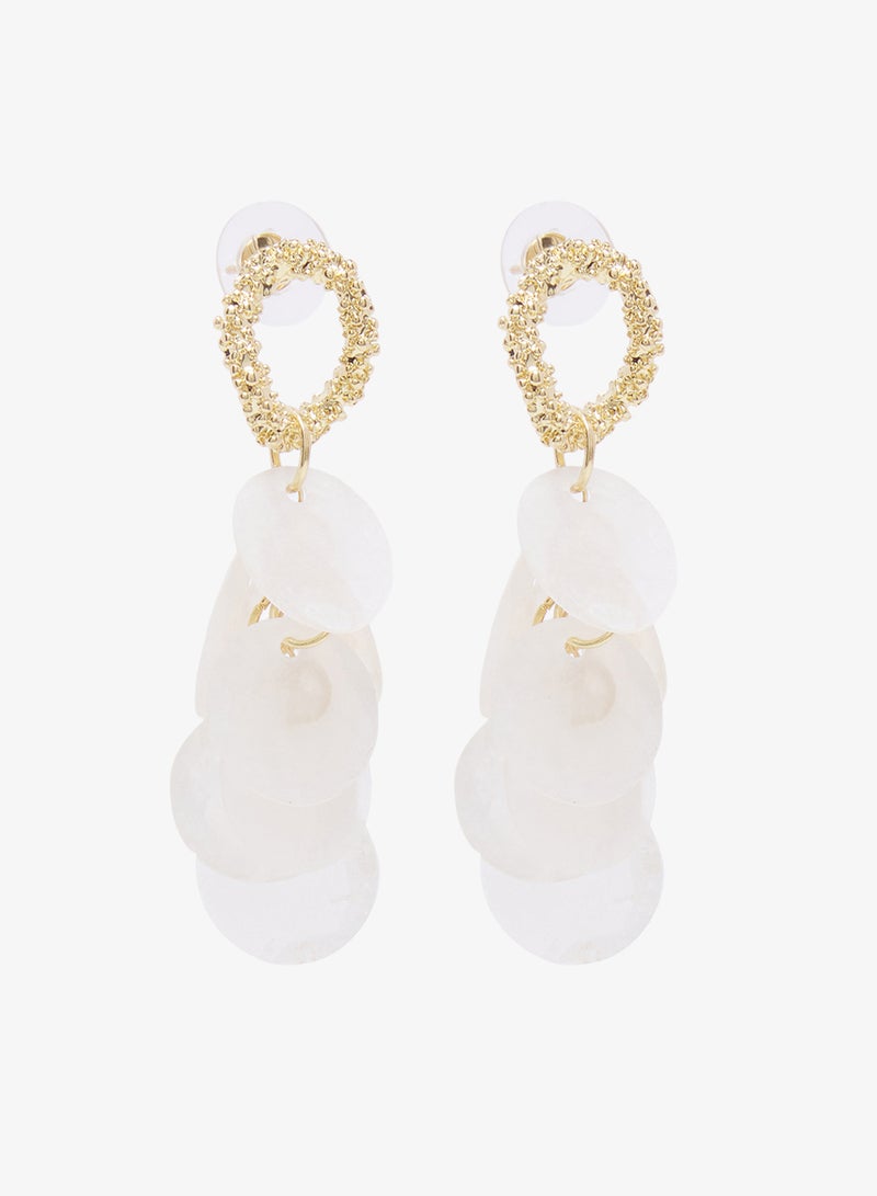 ELLA White Resin Gold Accent Earrings - Image 2
