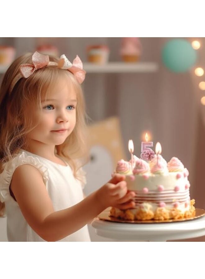 Pink Number Birthday Candle, Girl Birthday Party Pink Theme Decorations Supplies, 3D Bow Designed Glitter Pink Number Candles for Birthday Cake Topper Decorations (6#) - Image 5