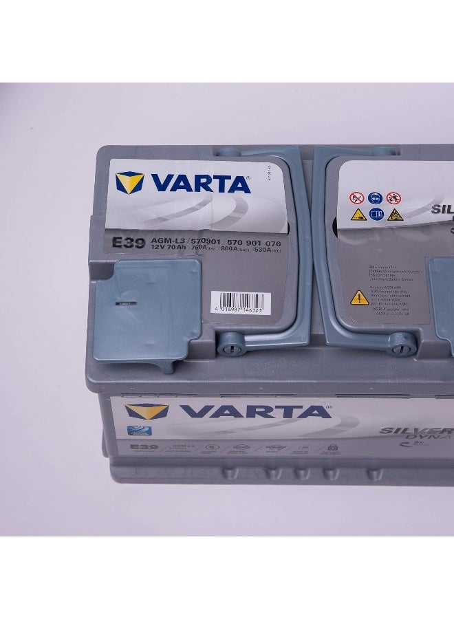 Varta E-39 12V DIN 70AH AGM Car Battery - Image 2