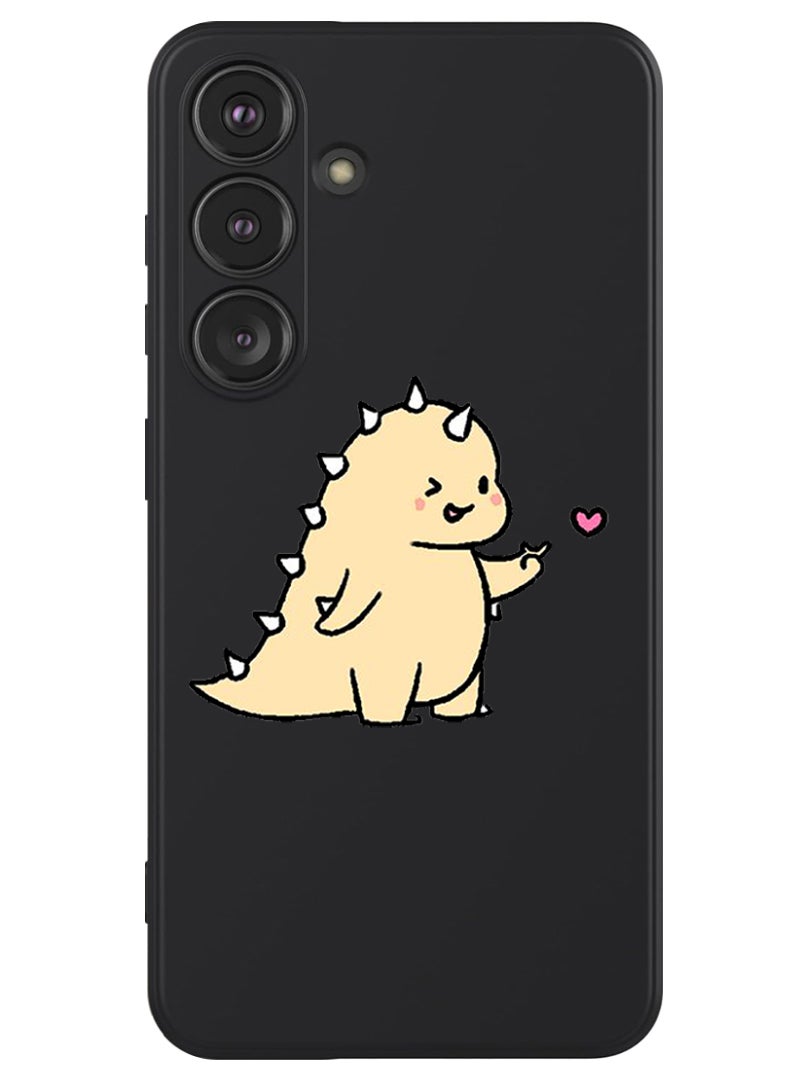 Theodor Protective Slim Fit Case Liquid Silicone Cover with Full Body Protection Anti-Scratch Shockproof Case For Samsung Galaxy S24 Plus (Black) - Dino love - Image 1