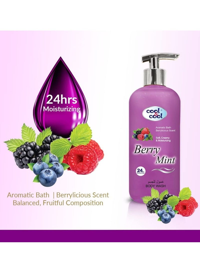 كول اند كول غسول الجسم كول آند كول بالنعناع مع مضخة يدوية 500 مل (عبوة من قطعتين) - منعش، فيتامين E، ترطيب على مدار 24 ساعة، رائحة منشطة، مناسب لجميع أنواع البشرة، 1 لتر - Image 2