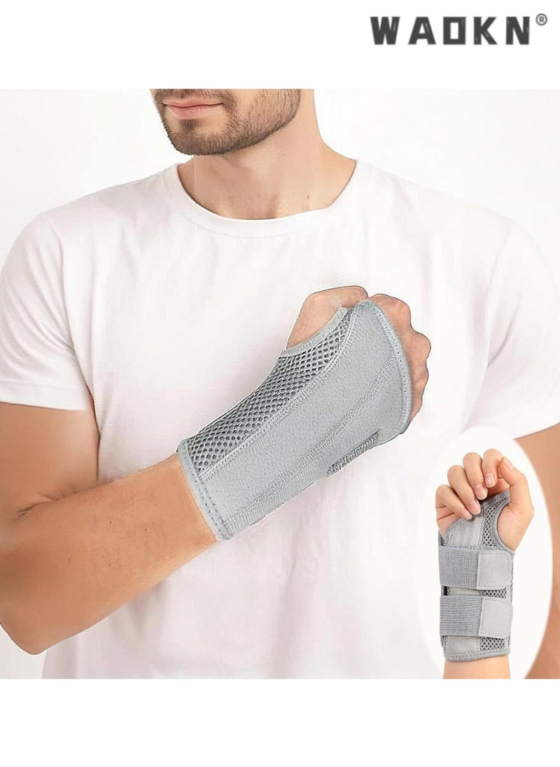 WAOKN Wrist Brace Carpal Tunnel Support for Right Hand, Adjustable Compression Wrist Band for Tendonitis, Arthritis, Wrist Pain Relief, Night Sleep Splints for Rehabilitation ,Right Hand,Gray  - Image 1