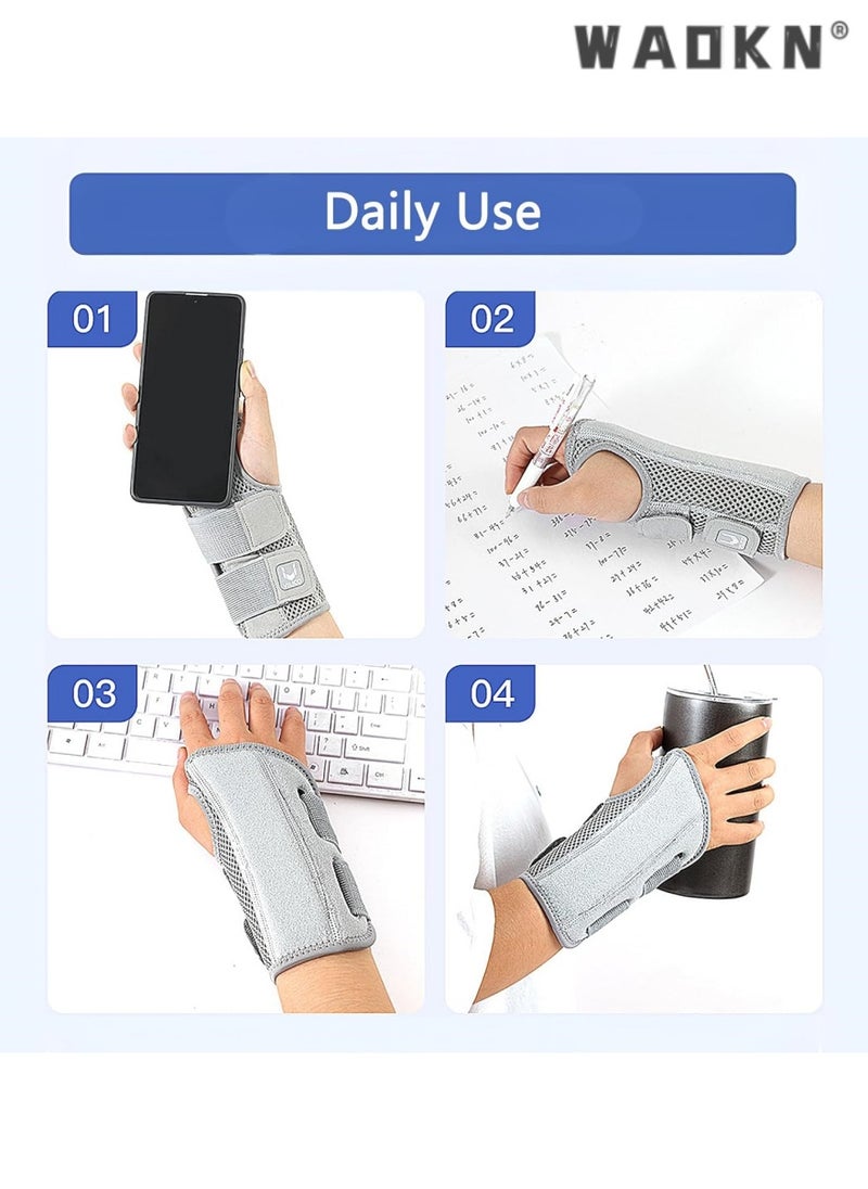 WAOKN Wrist Brace Carpal Tunnel Support for Right Hand, Adjustable Compression Wrist Band for Tendonitis, Arthritis, Wrist Pain Relief, Night Sleep Splints for Rehabilitation ,Right Hand,Gray  - Image 3